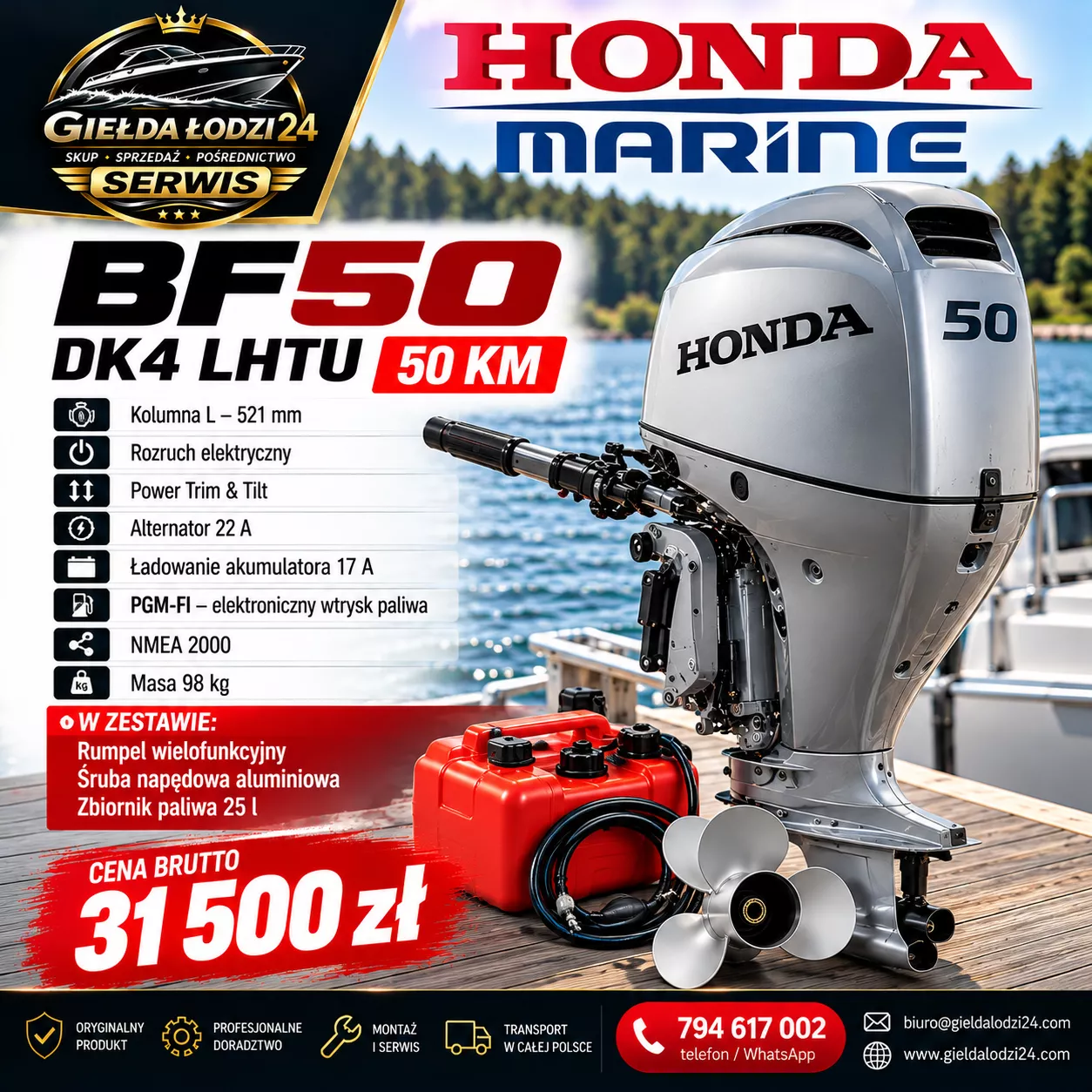 HONDA BF50 DK4 LHTU – 50 KM | FABRYCZNIE NOWY | BOGATY ZESTAW, zdjęcie 1